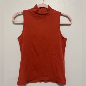 Harley-Davidson Ribbed Mock Neck Tank Top Orange Sleeveless Biker